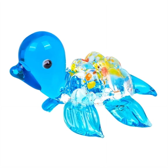XIBUFE 2026 New 6 Pcs Glass Animals,Miniature&Compact Design Glass Turtle Decor,Exquisite Glass Craftsmanship Creative Turtle Gift,Unique Handmade Art Creative Turtle Gift,Sky Blue