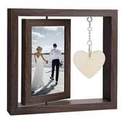 XIBUFE 2026 New 6Inch Rotating Couples Picture Frame Double-Sided Picture Frame with Engraved Heart Pendant Wedding Engagement Gifts for Boyfriend Girlfriend Wife Husband