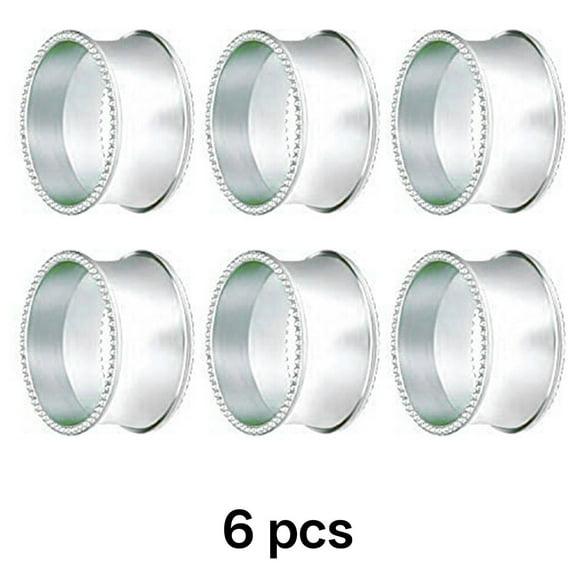 XIBUFE 2026 New 6Pcs Napkin Rings Metal Silver Napkin Rings Floral Pattern Tabletop Tray Decorations for Dining Table,Wedding,Party Napkin Rings Set of 6