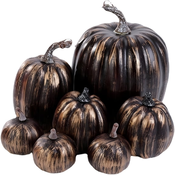 XIBUFE 2026 New 7Pcs Assorted Sizes Halloween Simulation Pumpkin Model Artificial Craft Fall Harvest Thanksgiving Decoration for Home,Table,Party,Porch Artificial Pumpkins for Decorating