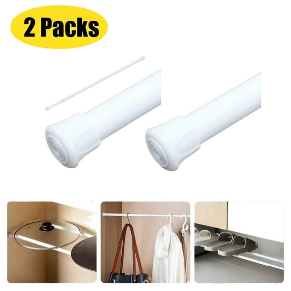 XIBUFE 2026 New Adjustable Spring Tension Curtain Rod - 2 Sizes Available(15.8-27.6In,22-35.5In) Extendable Telescopic Net Curtain Rod,Aluminum Alloy,White Finish