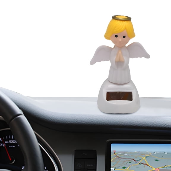 XIBUFE 2026 New Angel Car Ornament Cute Solar Car Accessories Dashboard Decorations Shaking Head Angel Dashboard Car Decor for Women Cute Girl Car Interior Desk Ornaments Gifts