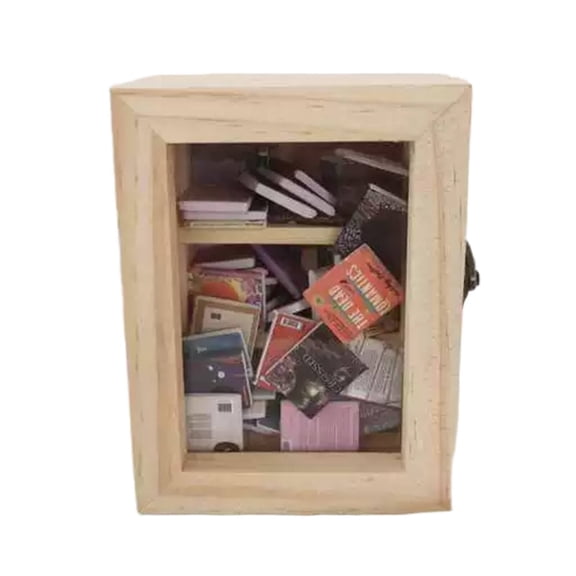 XIBUFE 2026 New Anxiety Bookshelf Ease Bookshelf Desktop Anxiety Bookshelf Mini Books Mini Bookshelf Anxiety Library Wood Color 9.5*7.1