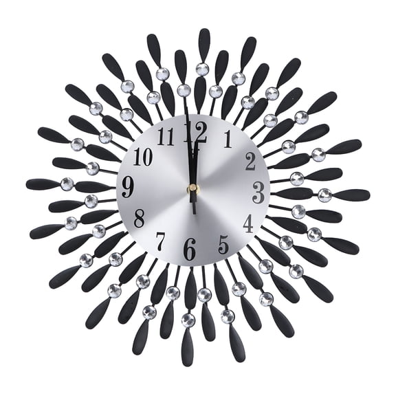 XIBUFE 2026 New Art Metal Diamonds Wall Clock Modern Silent Clock Hanging Decor for Living Room Bedroom Office for Kitchen, Study, Hallway, Dining Room (Black)