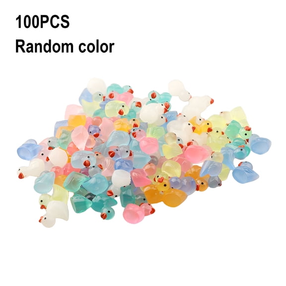 XIBUFE 2026 New Assorted 100 Mini Duck Rubber Ducks Miniature Luminous Resin Figurines for Party Favors, Bathtub, Kids Play, Crafts, Decorations