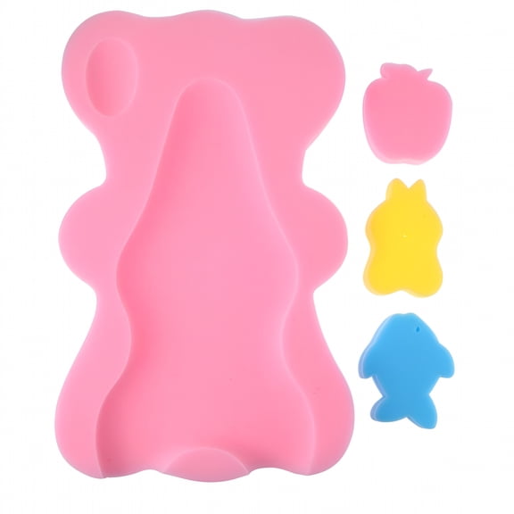 XIBUFE 2026 New Baby Bath Holder Mesh Pocket Bed Anti-Slip Shower Sponge Cushion for Bathtub,Shower,Sink,Travel Pink