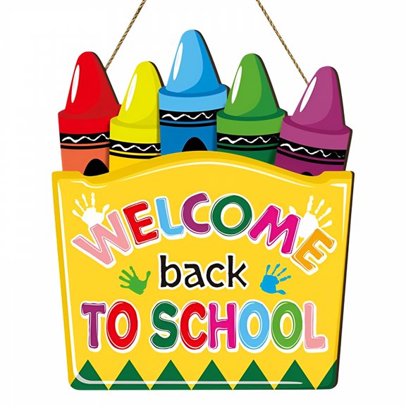 XIBUFE 2026 New Back to School Wooden Door Sign Cute Crayon Decorative Classroom Entrance Welcome Decoration for Teachers Students Educational Hanging Display