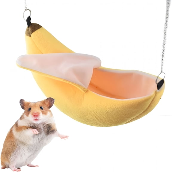 XIBUFE 2026 New Banana Bed House,Hammock for Small Animal,Warm Bed House,Cage Nest for Sugar Glider Hamster Small Bird Pet (Banana)