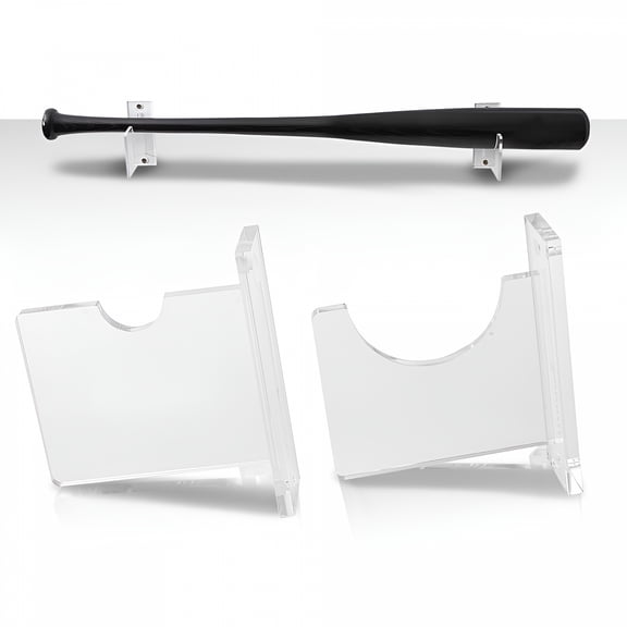 XIBUFE 2026 New Baseball Bat Wall Mount Hanger Rack, Alternative to Display Case, Clear Acrylic for Home Decor, Sports Memorabilia, Wall Display, Baseball Enthusiasts, Room Organization