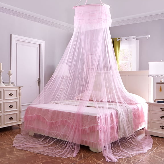 XIBUFE 2026 New Bed Net,Mosquito Net Bedspread,Net Bedspread,Round Curtain,Princess Mosquito Net,Universal Tulle Dome Bed Curtain,Home Travel Anti-Mosquito and Anti-Fly,Light Pink