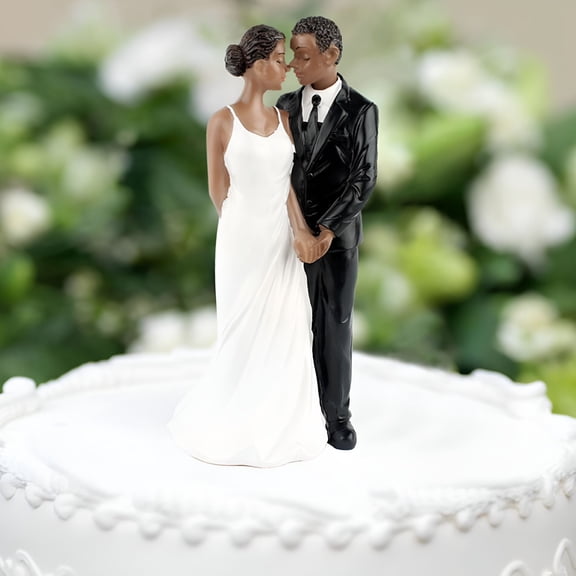 XIBUFE 2026 New Bride Groom Black Skin Figurine Wedding Cake Topper Decoration Doll for Weddings, Engagement Parties, Bridal Showers, Cake Decorations, Reception Tables