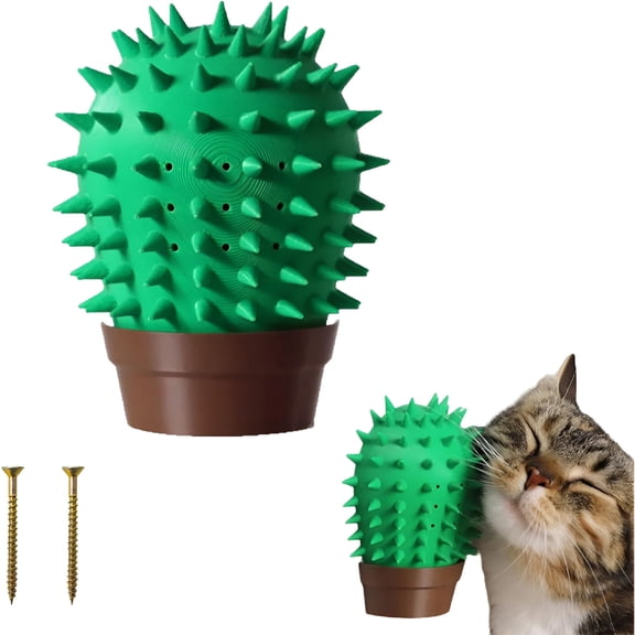 XIBUFE 2026 New Cactus Cat Scratching Post Natural Sisal Shape Cat Face Scratcher with Sturdy Base Clawing Stretching Self Groomer Play Cat Corner Brush Interactive Itching Relief Rubbing Post