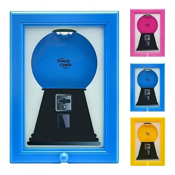 XIBUFE 2026 New Candy Dispenser Picture Frame,Wall Mount Candy Dispenser Frame,Vintage Wall Hanging Gumball Machine,Fast Distribution Candies,Nuts,Suitable for Birthday&Holiday Gifts (Blue)