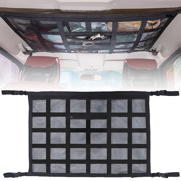 XIBUFE 2026 New Car Ceiling Cargo Net Strong Load-Bearing Mesh Car Roof Storage Organizer Large Capacity Space Saving Car Ceiling Net Storage Bag Car Interior Accessories for Suv Truck Van