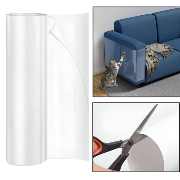 XIBUFE 2026 New Cat Scratch Furniture Protector, 118"X15" Single-Sided Sticky Couch Protector, Transparent Plastic Cover Adhesive Clear Anti Scratch Deterrent for Furniture Sofa Door (Pvc)