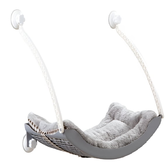 XIBUFE 2026 New Cat Window Hammock - Grey | Space Saving Cat Perch, Resting Shelf Sunny Seat for Indoor Cats, Perfect for Sunbathing, Napping, Overlooking