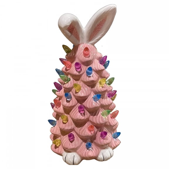 XIBUFE 2026 New Ceramic Light Up Easter Tree,Easter Ceramic Tree,Light Up Ceramic Easter Bunny Tree,Easter Bunny Ceramic Tree,Ceramic Easter Tree with Lights,Easter Bunny Ceramic Tree Decor