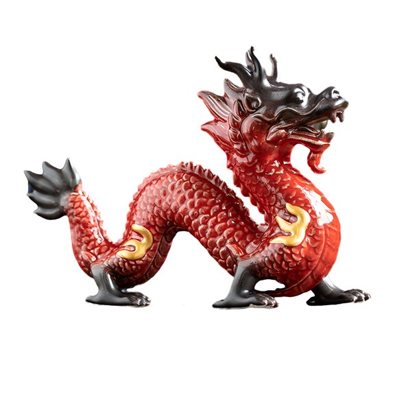 XIBUFE 2026 New Chinese Porcelain Dragon Statue for Office for Home,Desk,Living Room Red