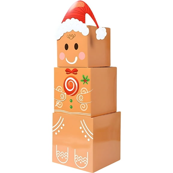 XIBUFE 2026 New Christmas Box Decoration Christmas Stackable Gift Boxes Small Christmas Nesting Boxes Decorative Stacking Gift Boxes for Holiday Party Supplies