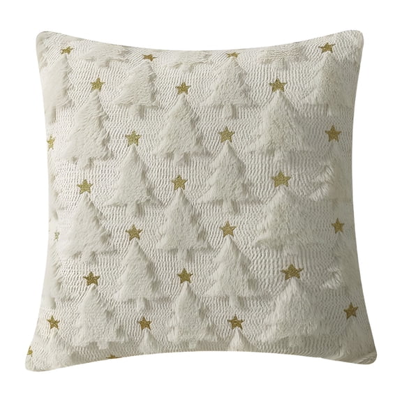 XIBUFE 2026 New Christmas Pillows Throw Pillow Winter Christmas Tree Faux Cushion Plush Faux Fur Soft Cushion Holiday Festivals Winter Home Decor Square Pillow Christmas Throw Pillows(1Pc 18")