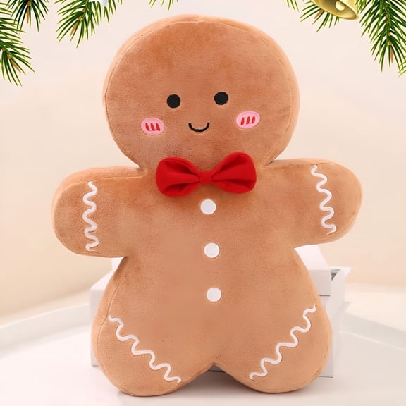 XIBUFE 2026 New Christmas Plush Doll Gingerbread Man Pillow Gingerbread Plush Stuffed Pillow Fun Decorative Throw Pillows for Sofa Cushion Xmas Party Decor,15.7"