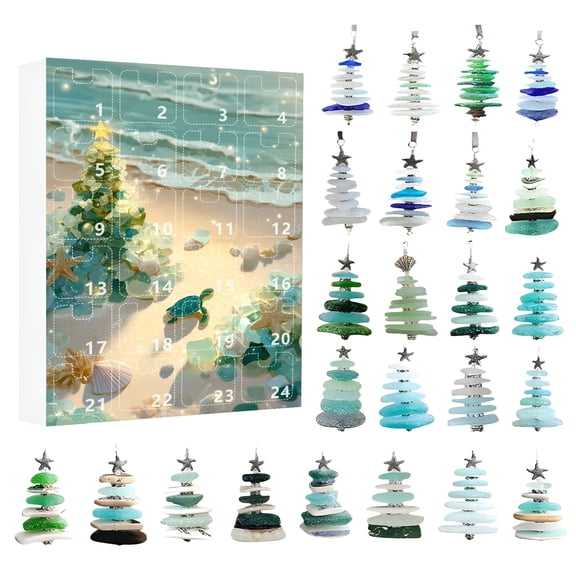 XIBUFE 2026 New Christmas Sea Crystal Tree Countdown Advent Calendar Blind Box Sea Glass Christmas Tree Advent Calendar for Home,Tabletop,Kids,Holiday Decor