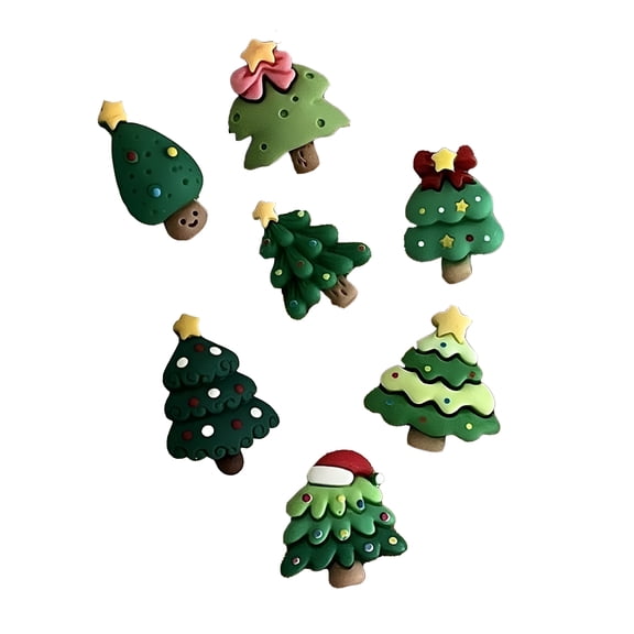 XIBUFE 2026 New Christmas Tree Fridge Magnets Set of 6 | Cute 3D Resin Holiday Decorations | Green Festive Stickers 2X3Cm | Strong Magnetic Home Decor Christmas Magnets for Fridge
