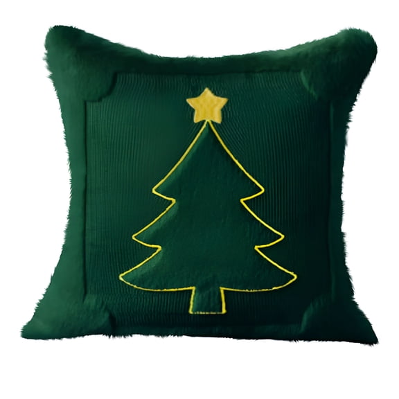 XIBUFE 2026 New Christmas Trees Pillow Set of Decorative Soft Throw Pillows Plush Wool Embroidered Couch Cushion for Holiday Winter Home Decor Chair Sofa Bedroom Living Room Christmas Pillows
