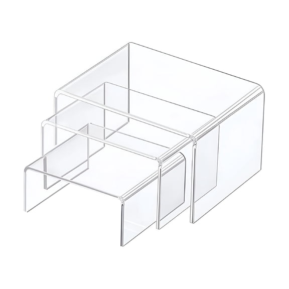 XIBUFE 2026 New Clear Acrylic Display Risers Showcase Fixtures for Jewelry,Collectibles,Pop Figures,And Cake Stands for Candy Dessert Table Decorations-3"X4"X5" (3Pcs)