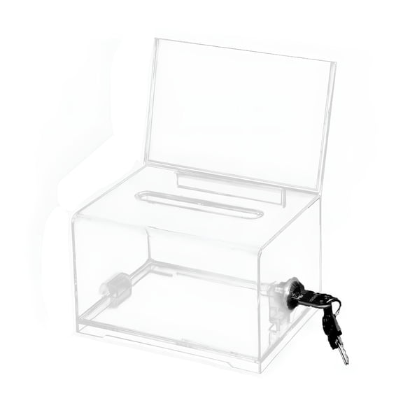 XIBUFE 2026 New Clear Acrylic Lockable Voting Donation Box, for Fundraising, Donations, Voting Events, Raffles, Charity Drives, Public Use