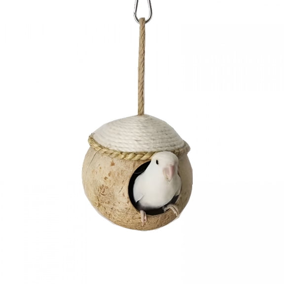XIBUFE 2026 New Coconut Shell Birds Nest, Hanging Bird House, Outside Birds Hut, Small Animals House, Bird Cage for Budgies Parakeet Canary