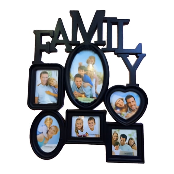 XIBUFE 2026 New Collage Picture Frame Family Photos Display, 6 Openings Collage Picture Frame for Wall for Tabletop Stand Black Picture Frames Set for Home Decor Family Gifts-Black,12.09 X 14.82 In