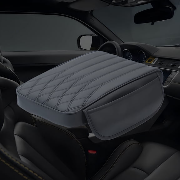 XIBUFE 2026 New Comfortable Memory Foam Car Armrest Box Cushion Leather Storage Pocket Center Console Cover Universal Car Armrest Box with Side Pockets Premium Car Center Console Cushion