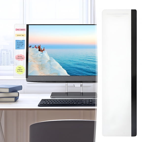 XIBUFE 2026 New Computer Monitor Memo Board Side Panel Transparent Acrylic Screen Frame Sticky Note Holder,11X3 Inch Clip-On Desktop Organizer for Office Home Workspace Reminders To-Do Lists