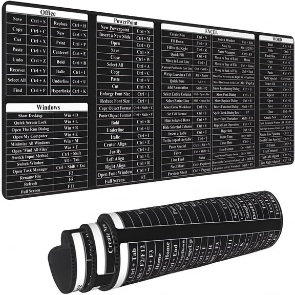 HBMYN Computer Office Power Point Excel Word Shortcut Keys Mouse Pad 31.5X11.8 in Big