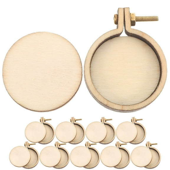 XIBUFE 2026 New Cross Stitch Hoop 10 Sets Mini Embroidery Mini Wood Cross Stitch Tiny Sewing Embroidery Rings for Craft for Home,Studio,Diy,Kids 0.98"X0.98"X0.24"