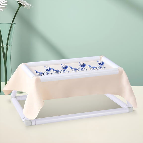 XIBUFE 2026 New Cross Stitch Rack Embroidery Frame Lap Stand Hands Free Compact Diy Sewing Combo Multifunction Embroidery Hoop Lap Stand Hoop White Large