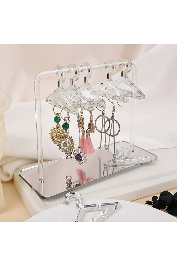 2026 New Cute Earring Rack Holder Coat Hangers Shape Unique Earring Display Stand Acrylic Ear Studs Display Rack Earring Hanging Organizer