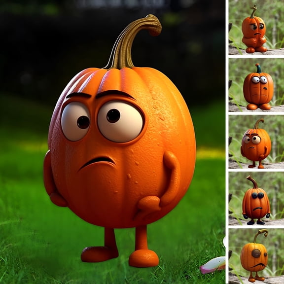 XIBUFE 2026 New Cute Pumpkin Man Figurine Resin Craft Desktop Ornament Funny Pumpkin Statue Decorative Props Home Garden Porch Garden Outdoor Yard Halloween Thanksgiving Decoration