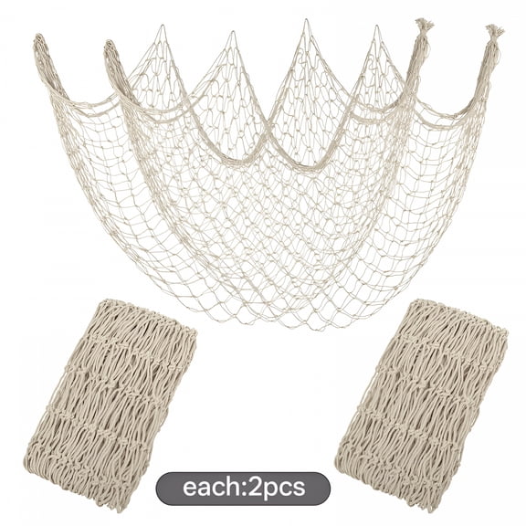 XIBUFE 2026 New Decorative Fishing Net,Decorative Fishi 2 Pack Large Picture Fish Net, Wall Photo Hanging Fishnet for Nautical Mermaid Pirate Ocean Themed Hawaii Beach Under the Sea Party Decorations