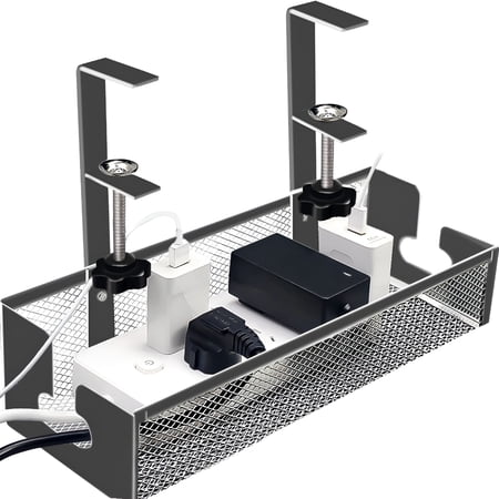 XIBUFE 2026 New Under Desk Cable Management Tray,No Drill L Cord Organizer to Conceal Wire for Office Home,Black for Desks,Workspaces,Computer Stations,Tv Setups,Entertainment Centers