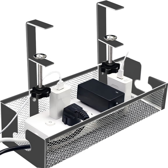 XIBUFE 2026 New Under Desk Cable Management Tray,No Drill L Cord Organizer to Conceal Wire for Office Home,Black for Desks,Workspaces,Computer Stations,Tv Setups,Entertainment Centers