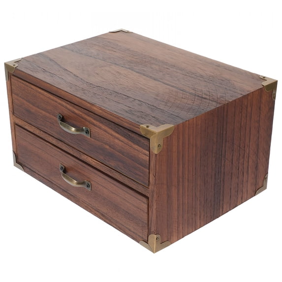 XIBUFE 2026 New Desk Organizer with Drawers Wooden Storage Box Desktop ...