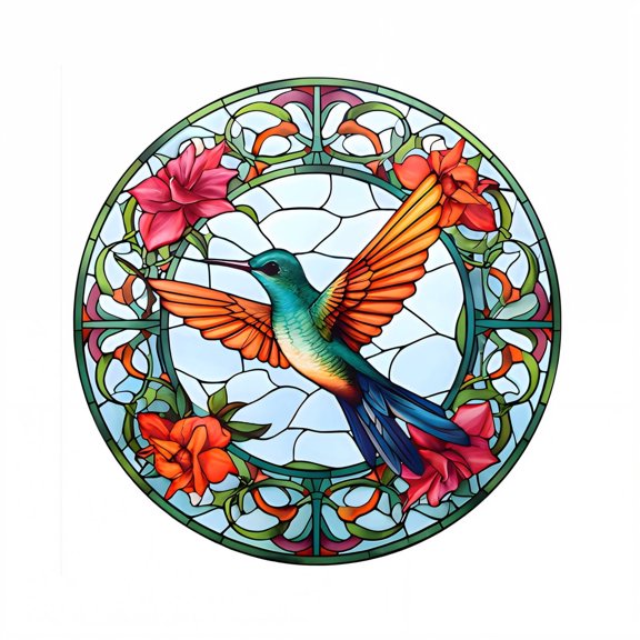 XIBUFE 2026 New Desktop Decor Symbolic Tree of Life Design Sun Catcher Hummingbird and Butterfly Wall Art Transparent Acrylic Decor Stained Glass,Style9