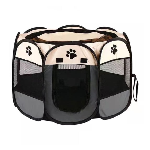 XIBUFE 2026 New Dog Playpen,Foldable Dog \U0026 Cat Playpen,Oxford Cloth Pet Tent,Scratch-Resistant Indoor Pet Cage,Portable Puppy \U0026 Kitten Pen with Breathable Mesh,Grey \U0026 White