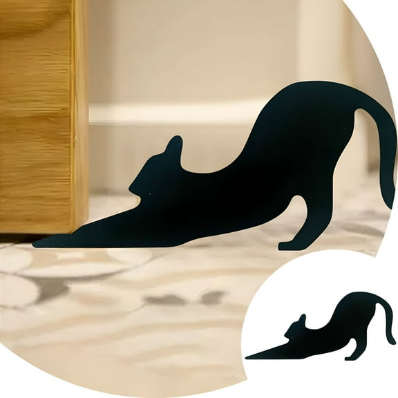XIBUFE 2026 New Door Stopper,Decorative Cute Cat Door Wedge,Non-Slip Non-Scratching Works on All Floor Surfaces Creative Door Stops Pack (Black) for Home, Office, Bedroom, Classroom, Kitchen