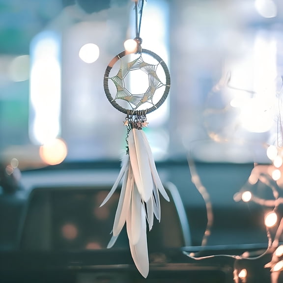XIBUFE 2026 New Dream Catcher Car Accessory Interior for Girls Feather Auto Ethnic Home Deco for Cars,Trucks,Vehicles,Interiors,Home Decor,Boho Style,Hanging Accessories,Bedroom Decor