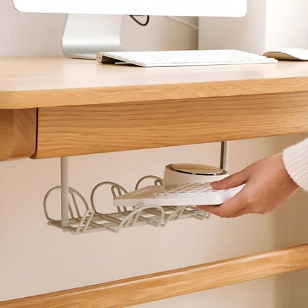 XIBUFE 2026 New No Drill Under Desk Cable Management Tray,Cable Management Clamp to Desk Cable Rack Under Desk Cord Organizer,Sturdy Cable Tray Basket for Office and Home Standing Desk