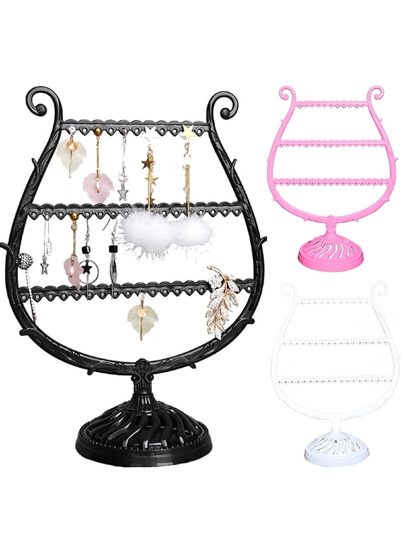 2026 New Earring Holder,Jewelry Rack,Display Organizer for Piercings,Earrings Organizer 3-Layer Ear Stud Holder Earring Display Stand Wooden Base Jewelry Organizer for Hanging Earrings