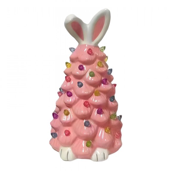 XIBUFE 2026 New Easter Bunny Tree Decorations,Light Up Easter Bunny Tree with Colorful Lamp Beads,Operated Artificial Easter Decorations for Tree